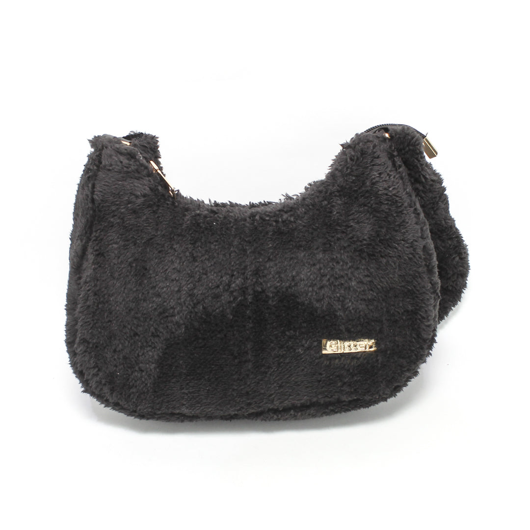GBA005057 Glitter Women Fur Hand Bag