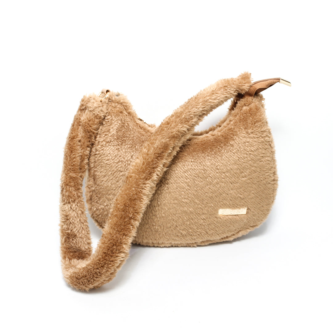 GBA005057 Glitter Women Fur Hand Bag
