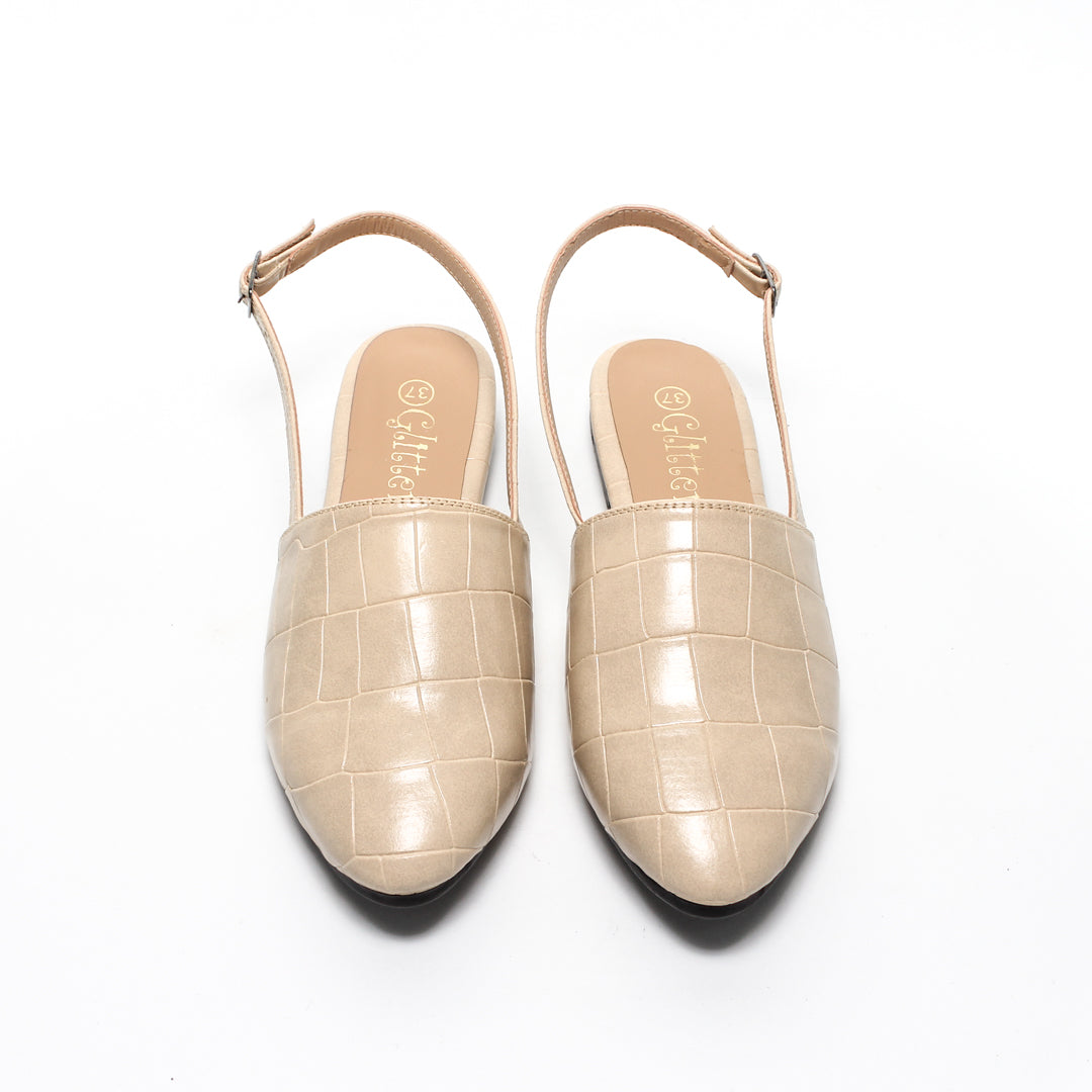Women Shiny Backless Ballerina
