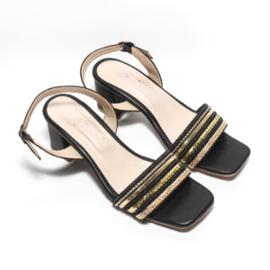 GSD370187 Glitter Women Sandal – Camel & Black